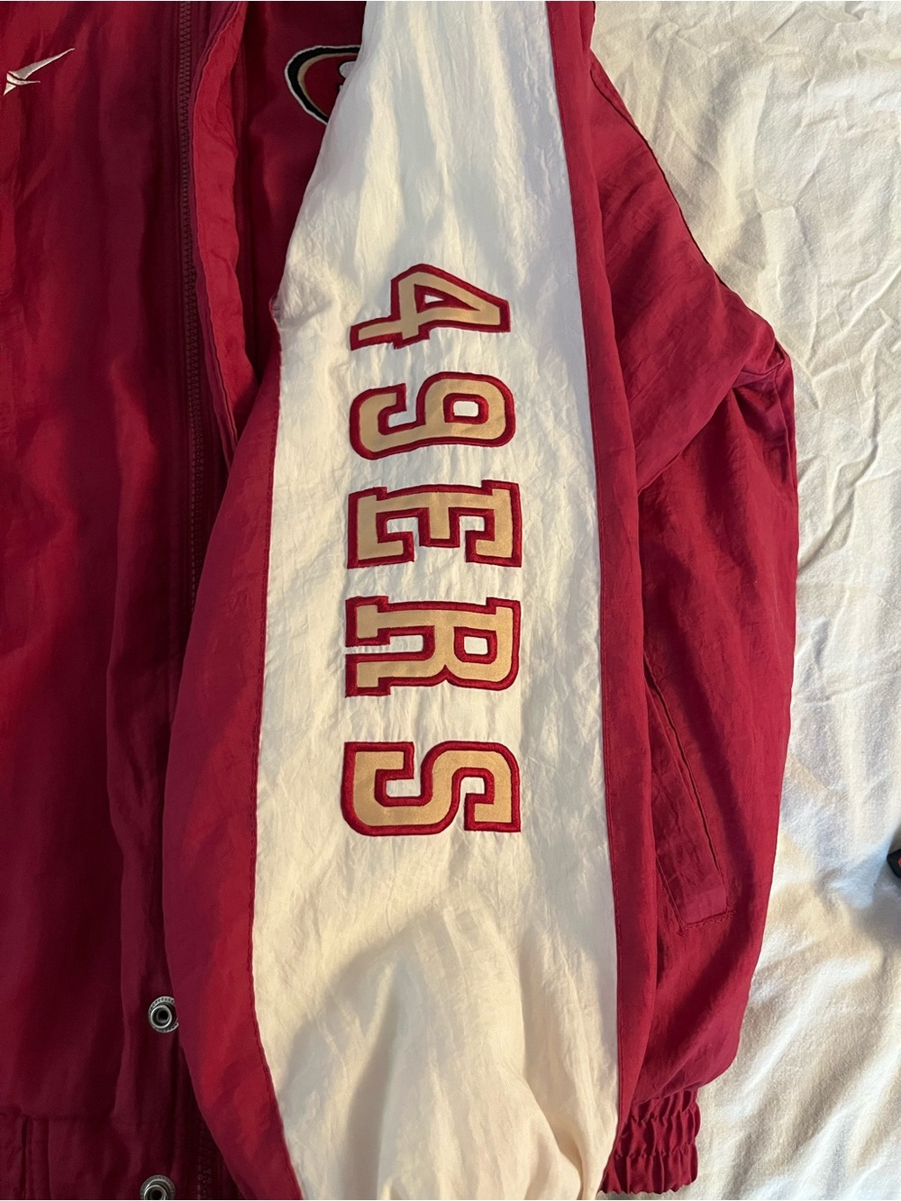 Vintage SF 49ers puffer jacket Reebok football forty niners retro